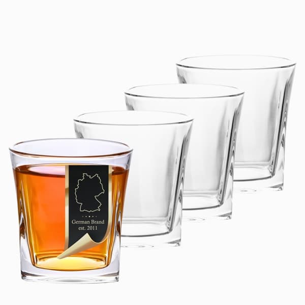 Whiskyglas Set Old Fashioned Whiskey Kristallglas Whiskey Kristallglas Blyfritt perfekt för Scotch, Bourbon, Whisky 4 Stycken