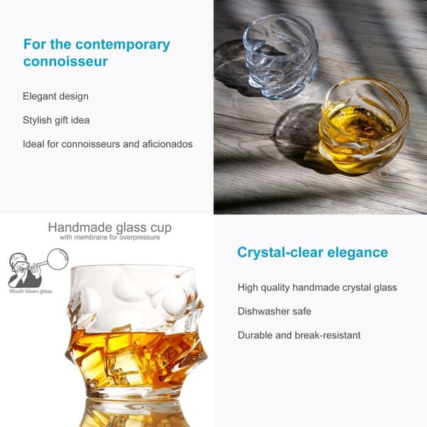 Whiskyglas Set Old Fashioned Whiskey Kristallglas Whiskey Kristallglas Blyfritt perfekt för Scotch, Bourbon, Whisky