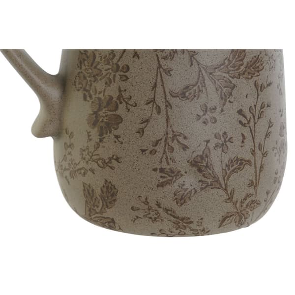Kannu Home ESPRIT Ruskea Vihreä Kivitavara Kasvien lehtiä Shabby Chic