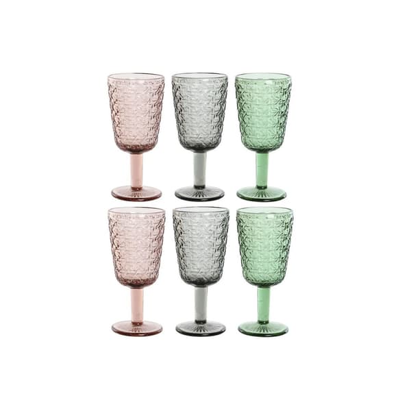 Setti laseja Home ESPRIT Musta Punainen Vihreä Kristalli 285 ml (6 osaa)