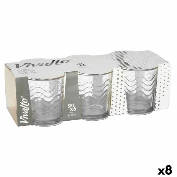 Glassæt Vivalto 79065 Gennemsigtig Glas Bølger 265 ml (8 enheder)