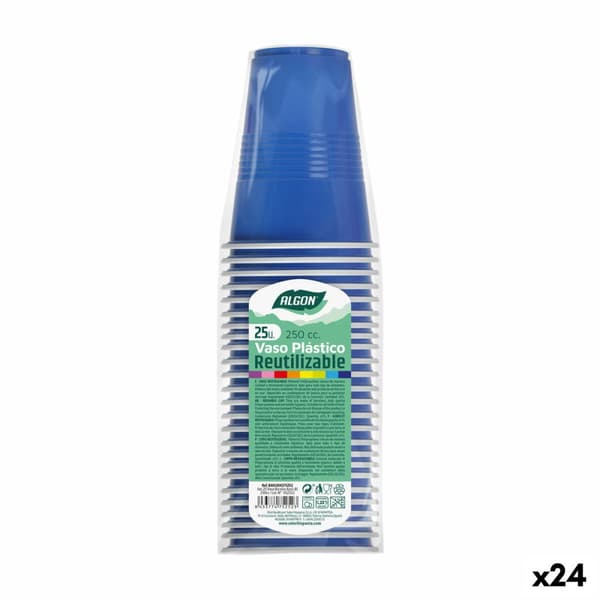 Set med återanvändbara glas Algon Blå 24 antal 250 ml (25 Delar)