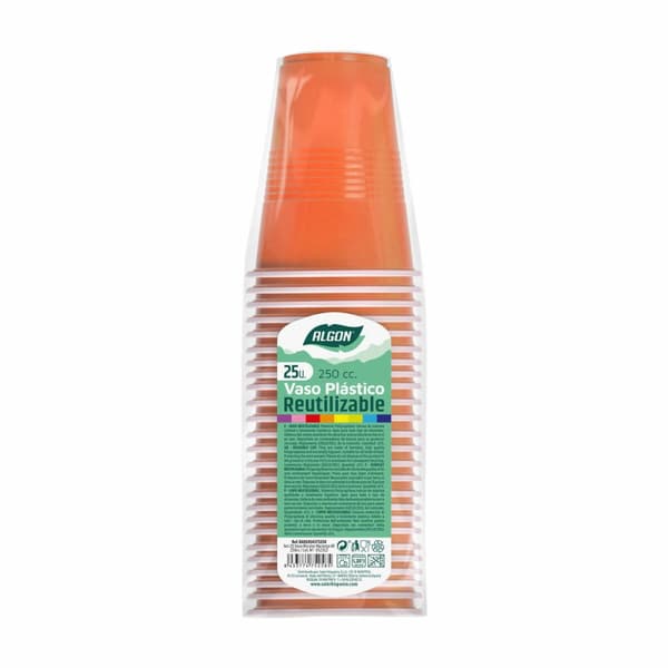 Sarja kierrätettäviä mukeja Algon Oranssi 24 osaa 250 ml (25 Kappaletta)