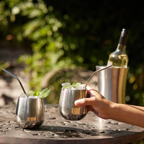 Silver Tumblers med sugrör, 35cl 4-pack