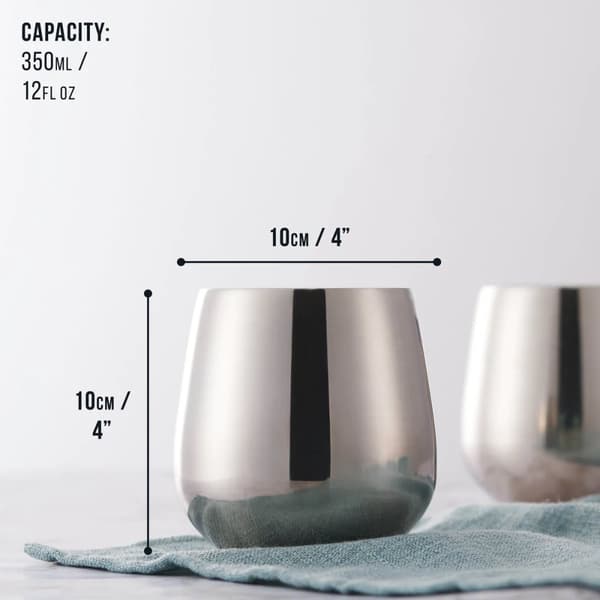 Silver Tumblers med sugrör, 35cl 4-pack