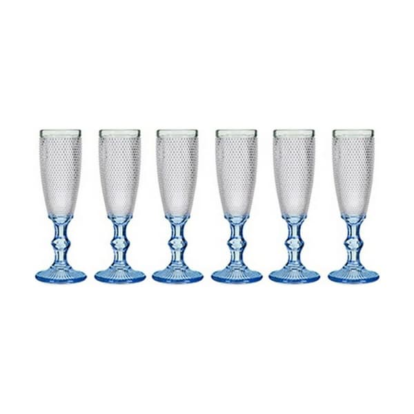 Champagneglas Vivalto PR05720ZD/BHA6 BLUE Blå Transparent Glas 180 ml Poäng (6 antal)