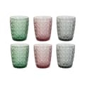 Miniatyrbild 1 av 3: Glasset DKD Home Decor Grön Grå Rosa Glas Med relief 240 ml (6 antal)