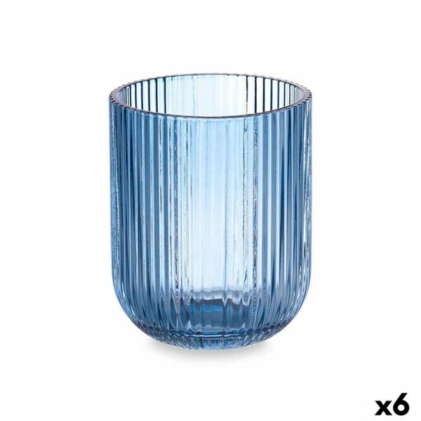 Glas Ränder Blå Glas 270 ml (6 antal)