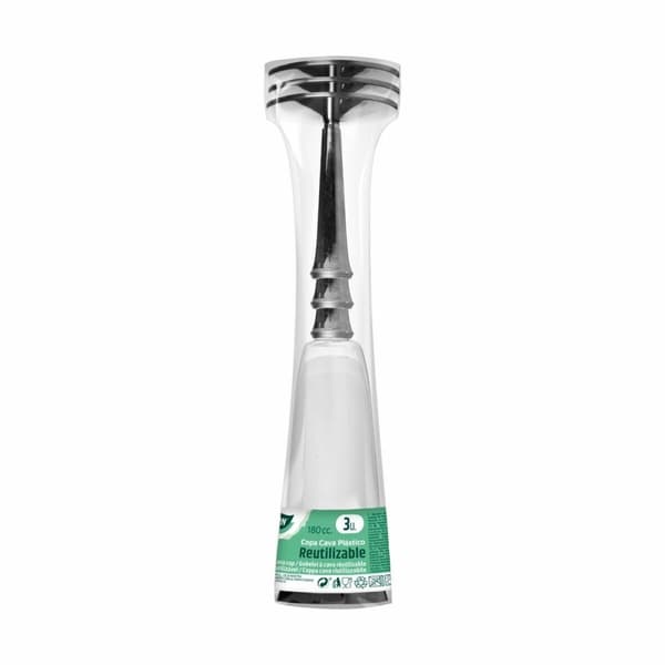 Set med återanvändbara muggar Algon Vinkällare Silvrig 3 Delar 180 ml (36 antal)