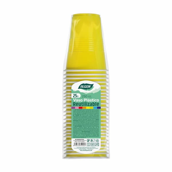 Set med återanvändbara glas Algon Gul 24 antal 250 ml (25 Delar)