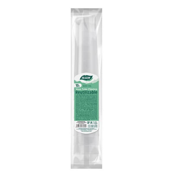 Set med återanvändbara glas Algon Tub, rör Transparent 10 Delar 300 ml (50 antal)