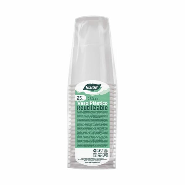 Sæt af genanvendelige kopper Algon Hvid 25 Dele 250 ml (48 enheder)