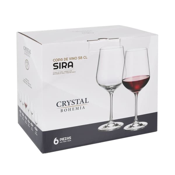 Sæt med vinglas Bohemia Crystal Sira 580 ml 6 Dele (4 enheder)