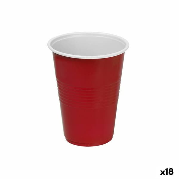 Sett med gjenbrukbare briller Algon Plast Rød 10 Deler 450 ml (18 enheter)