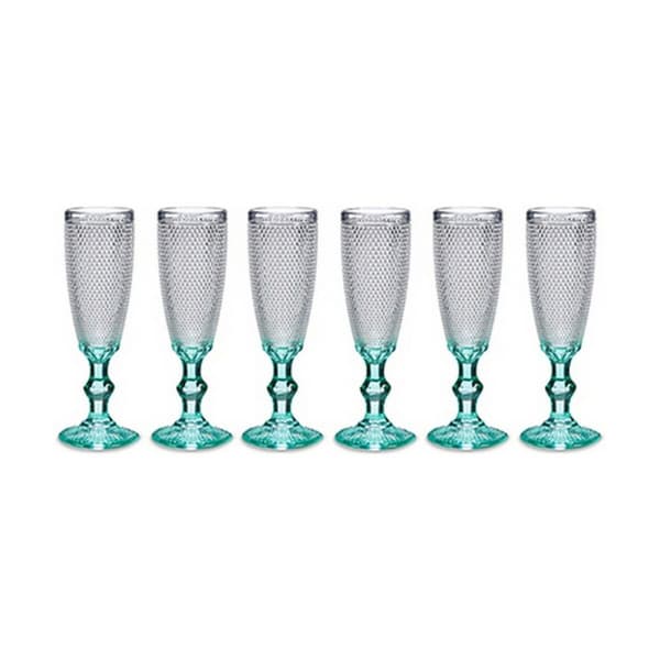 Samppanjalasi Vivalto PR05720ZD/BHA6 Läpinäkyvä Turkoosi Lasi 185 ml Pisteet (6 osaa)