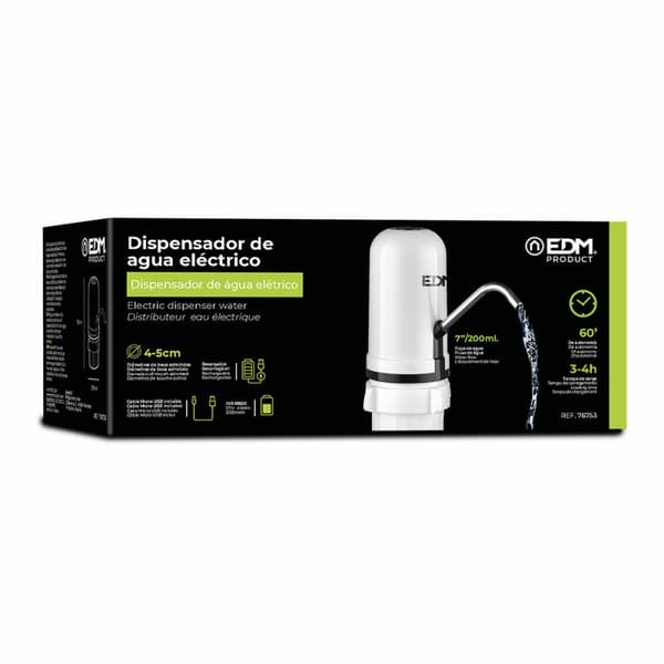 Automaattinen, uudelleentäytettävä vesiannostelija EDM 76753 ø 9 x 19 cm Elektroninen