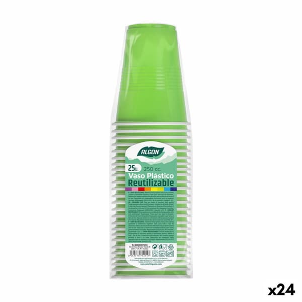 Sarja kierrätettäviä mukeja Algon Vihreä 24 osaa 250 ml (25 Kappaletta)