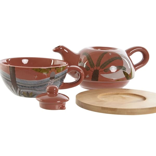 Teekannu Home ESPRIT Valkoinen Beige Terrakotta Vaaleanpunainen Dolomite 750 ml (2 osaa)