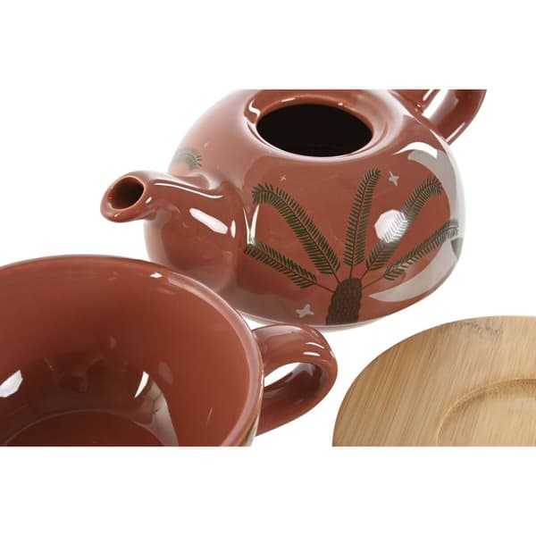 Teekannu Home ESPRIT Valkoinen Beige Terrakotta Vaaleanpunainen Dolomite 750 ml (2 osaa)