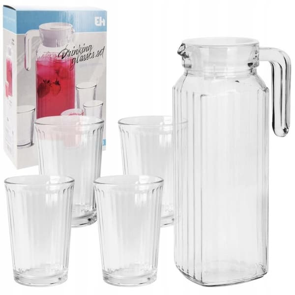 Sett med mugge og glass Excellent Houseware ye9000500 200 ml 1,1 L 5 Deler
