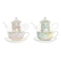 Miniatyrbild 4 av 4: Tekanna DKD Home Decor Glas Porslin Rosa Transparent Vit Grön (2 antal)