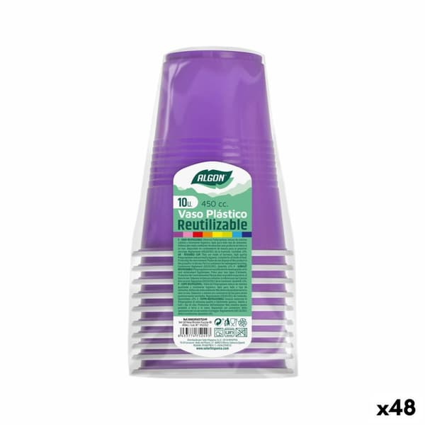 Set med återanvändbara glas Algon Fuchsia 48 antal 450 ml (10 Delar)