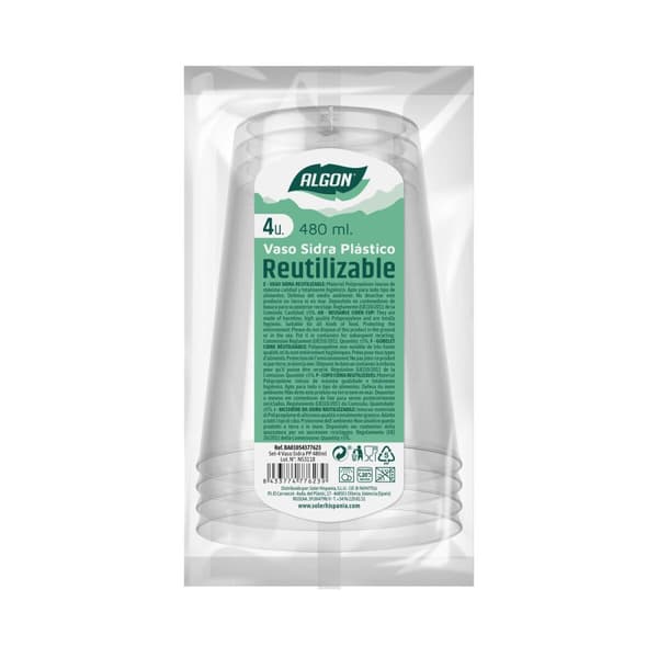 Sæt af genanvendelige kopper Algon Cider Gennemsigtig 4 Dele 480 ml (50 enheder)