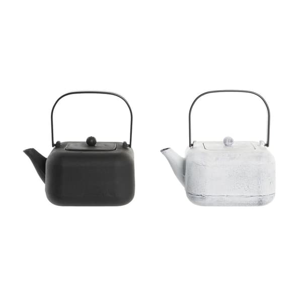 Teekannu DKD Home Decor Musta Ruostumaton teräs Valkoinen 1,2 L (2 osaa)