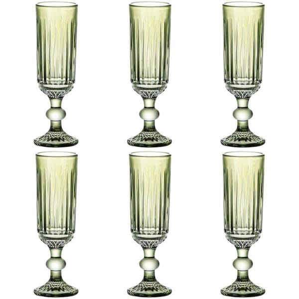 Sæt med glas Home ESPRIT Grøn Krystal 6 x 6 x 18,4 cm (6 enheder)