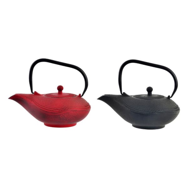 Tekanne DKD Home Decor Rød Svart Støpejern (1000 ml) (2 enheter)