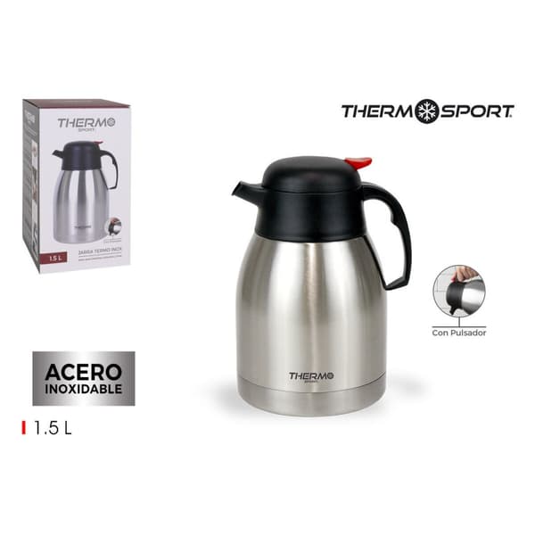 Termosbehållare ThermoSport Rostfritt stål 1,5 L Knapp (6 antal)