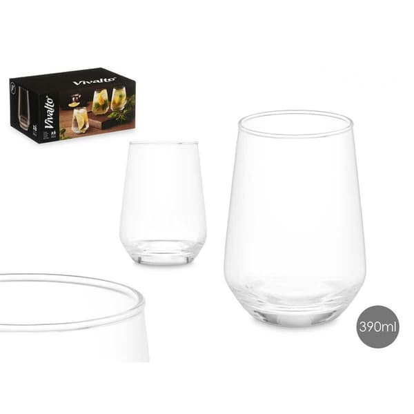 Vandglas Vivalto 67018-1/BHZ6 Gennemsigtig Glas 390 ml (6 enheder)