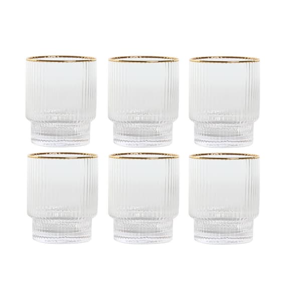 Glassæt Home ESPRIT Gennemsigtig Gylden Krystal 320 ml (6 enheder)