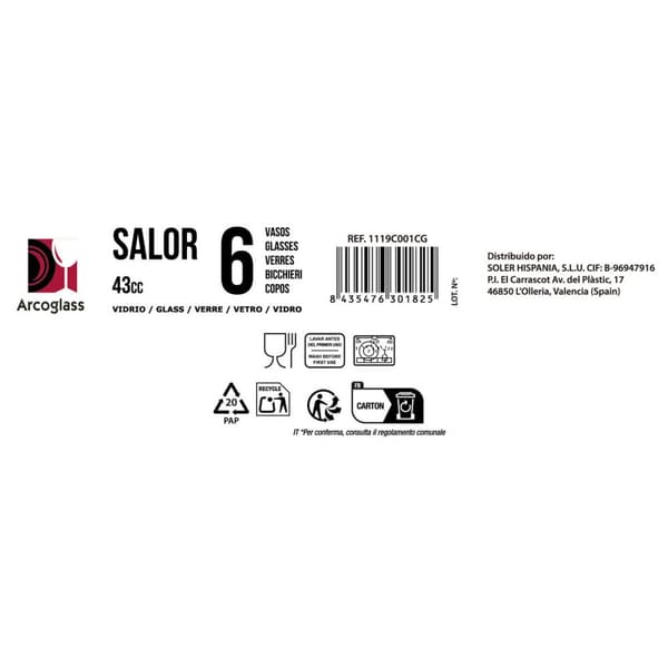 Set med snapsglas La Mediterránea Salor 6 Delar (12 antal)