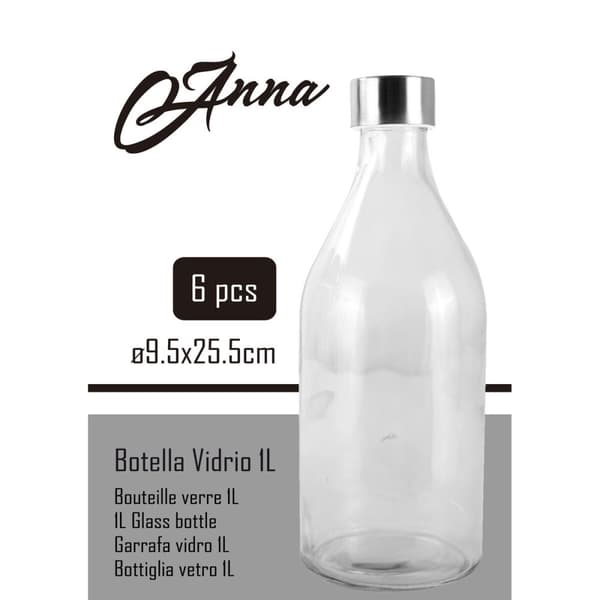 Glasflaske La Mediterránea Metal Glas 1 L (6 enheder)