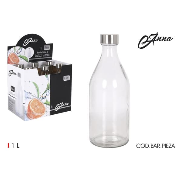 Glasflaske La Mediterránea Metal Glas 1 L (6 enheder)