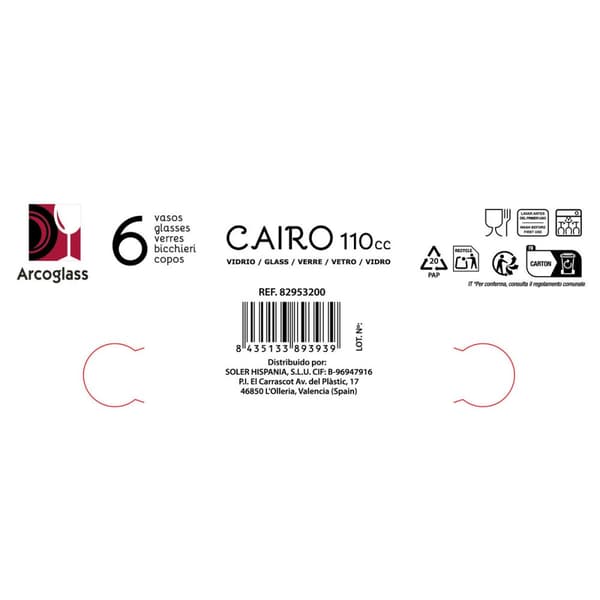 Lasisetti La Mediterránea Cairo 6 Kappaletta (24 osaa)