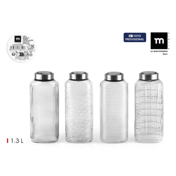 Glasflaska La Mediterránea Glas Stål 1,3 L (12 antal)