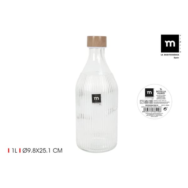 Glassflaske La Mediterránea Metall Glass 1 L (24 enheter)
