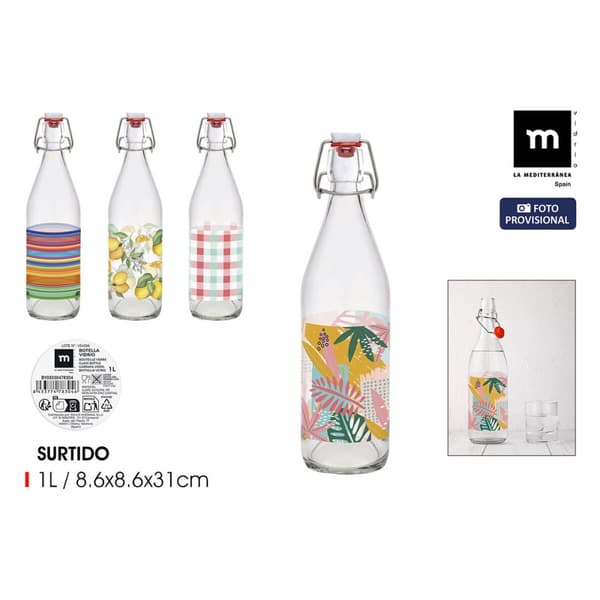 Glassflaske La Mediterránea Glass 1 L (12 enheter)