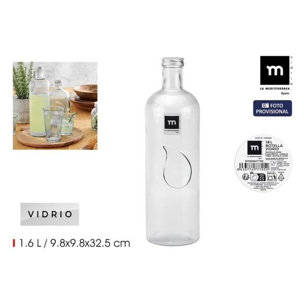 Glasflaske La Mediterránea Metal Glas 1,6 L (12 enheder)