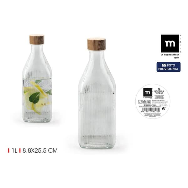Glasflaske La Mediterránea Metal Glas 1 L (24 enheder)