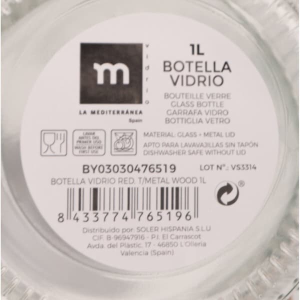 Lasipullo La Mediterránea Metalli Lasi 1 L (24 osaa)