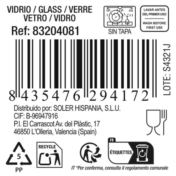 Beholder med Låg og Doseringsdispenser La Mediterránea Chrystie Glas (12 enheder)