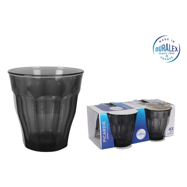 Glas för vatten Duralex Picardie Svart Grå 250 ml 4 Delar (12 antal)