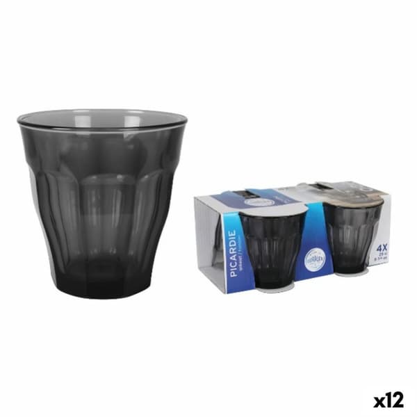 Glas för vatten Duralex Picardie Svart Grå 250 ml 4 Delar (12 antal)
