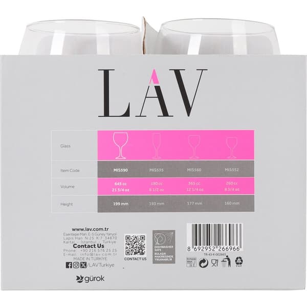Cocktailglas LAV 645 ml 9,4 x 20 cm 4 Delar (6 antal)