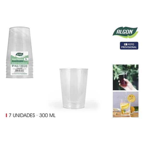 Lasisetti Algon Muovinen 300 ml 7 Kappaletta (24 osaa)