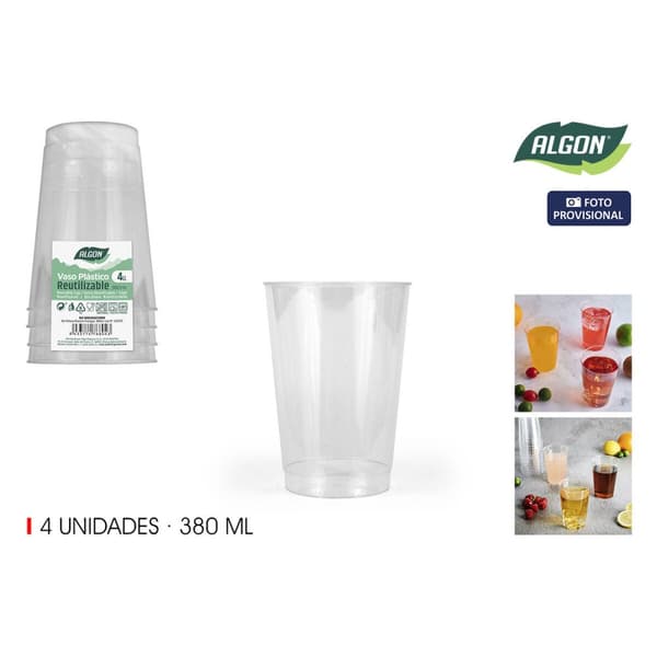 Glasset Algon Plast 380 ml 4 Delar (24 antal)