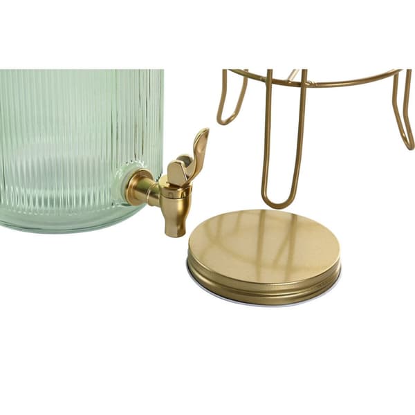 Vattendispenser Home ESPRIT Grön Gyllene Metall Glas 4 L 16 x 16 x 24,6 cm
